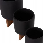 ΣΕΤ 3 ΓΛΑΣΤΡΕΣ ΜΕ TEAK ΒΑΣΕΙΣ TANTI HM4685 01 FIBER CEMENT ΣΕ ΜΑΥΡΟ ΧΡΩΜΑ c540861