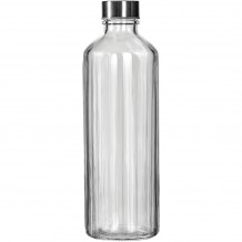Γυάλινο μπουκάλι 1000ml σχέδιο με κάθετες γραμμές με Inox καπάκι Water Vertis φ8 5x26 5cm Uniglass Σετ 6 c540905