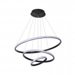 Φωτιστικό οροφής Rings pakoworld led μέταλλο μαύρο Φ60x100εκ c541742