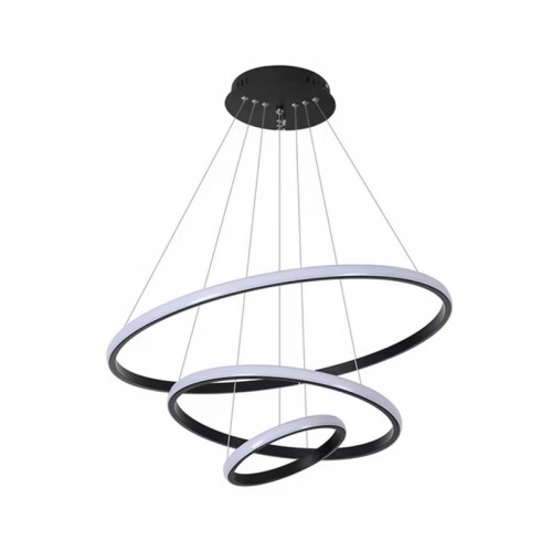 Φωτιστικό οροφής Rings pakoworld led μέταλλο μαύρο Φ60x100εκ c541742