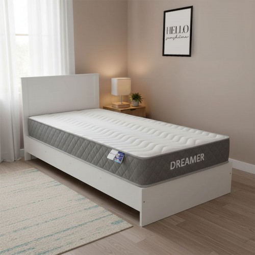 Κρεβάτι με στρώμα Athos-Dreamer pakoworld λευκό 90x190εκ c541764