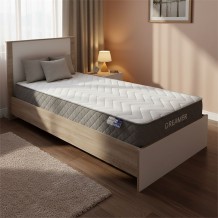 Κρεβάτι με στρώμα Athos-Dreamer pakoworld sonoma-λευκό 90x190εκ c541766