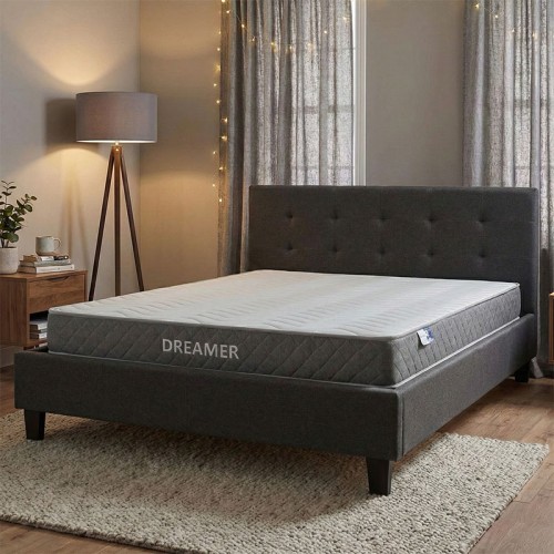 Κρεβάτι με στρώμα Mago-Dreamer pakoworld ύφασμα ανθρακί 150x200εκ c541800