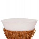 ΤΡΑΠΕΖΙ ΒΟΗΘΗΤΙΚΟ PERRAL HM18164 02S FIBER CEMENT ΛΕΥΚΟ-ΦΥΣΙΚΟ RATTAN--Φ42x36Υεκ c541809