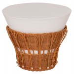 ΤΡΑΠΕΖΙ ΒΟΗΘΗΤΙΚΟ PERRAL HM18164 02S FIBER CEMENT ΛΕΥΚΟ-ΦΥΣΙΚΟ RATTAN--Φ42x36Υεκ c541809