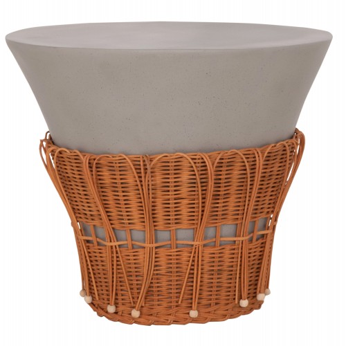 ΤΡΑΠΕΖΙ ΣΑΛΟΝΙΟΥ PERRAL HM18164 03L FIBER CEMENT ΓΚΡΙ-ΦΥΣΙΚΟ RATTAN--Φ55x45Υεκ c541810