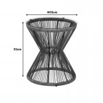 Τραπέζι Mabil pakoworld γυαλί - pe rattan σε γκρι απόχρωση Φ50x55εκ c541860