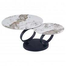 ΤΡΑΠΕΖΙ ΣΑΛΟΝΙΟΥ ΔΙΠΛΟ NUBISA HM18364 01 ΜΕΤΑΛΛΟ--SINTERED STONE PANDORA Φ80Χ44Υεκ c541867