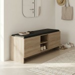 Παπουτσοθήκη-σκαμπό Zulla pakoworld sonoma-μαύρο 110x37x43εκ c541936