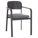 ΠΟΛΥΘΡΟΝΑ ΤΡΑΠΕΖΑΡΙΑΣ ELARA HM6414 01 ΓΚΡΙ ΑΛΟΥΜΙΝΙΟ-OLEFIN--ΞΥΛΟ TEAK 56x62x78Υεκ c541970