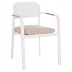 ΠΟΛΥΘΡΟΝΑ ΤΡΑΠΕΖΑΡΙΑΣ ELARA HM6414 02 ΛΕΥΚΟ ΑΛΟΥΜΙΝΙΟ-ΜΠΕΖ OLEFIN--TEAK 56x62x78Υεκ c541974