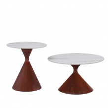 NOISETTE COFFEE TABLE SET 2ΤΕΜ ΛΕΥΚΟ ΜΕ ΟΨΗ ΜΑΡΜΑΡΟΥ ΚΑΡΥΔΙ 70x70x40cm c542115