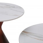 NOISETTE COFFEE TABLE SET 2ΤΕΜ ΛΕΥΚΟ ΜΕ ΟΨΗ ΜΑΡΜΑΡΟΥ ΚΑΡΥΔΙ 70x70x40cm c542115