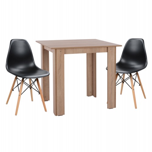 ΣΕΤ ΤΡΑΠΕΖΑΡΙΑΣ 3ΤΜΧ KELVIN HM21376 ΤΕΤΡΑΓΩΝΟ ΤΡΑΠΕΖΙ SONAMA OAK--2 ΚΑΡΕΚΛΕΣ ΜΑΥΡΕΣ c542143