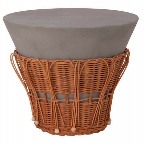 ΤΡΑΠΕΖΙ ΒΟΗΘΗΤΙΚΟ PERRAL HM18164 03S FIBER CEMENT ΓΚΡΙ-ΦΥΣΙΚΟ RATTAN--Φ42x36Υεκ c542226