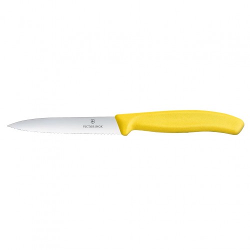 Μαχαίρι κουζίνας 10cm μυτερό οδοντωτό κίτρινη λαβή Swiss Classic VICTORInox c542238