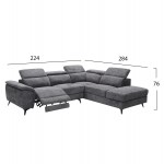 ΚΑΝΑΠΕΣ ΔΕΞΙΑ ΓΩΝΙΑ-ΑΝΑΚΛΙΣΗ ΑΠΟΘ ΧΩΡΟΣ-RESTRO HM3339 01R ΓΚΡΙ ΥΦΑΣΜΑ 284x224x76Υεκ c542286