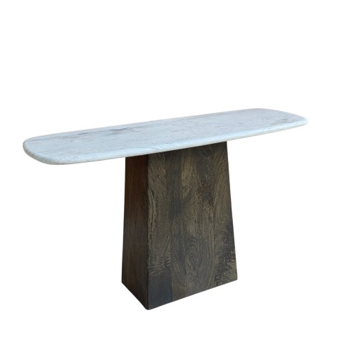 BORDS ΚΟΝΣΟΛΑ ΛΕΥΚΟ ΜΑΡΜΑΡΟ ΚΑΡΥΔΙ ΣΚΟΥΡΟ 130x45x76cm c542303