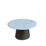 BORDS COFFEE TABLE ΛΕΥΚΟ ΜΑΡΜΑΡΟ ΚΑΡΥΔΙ ΣΚΟΥΡΟ 75x75x40cm c542304
