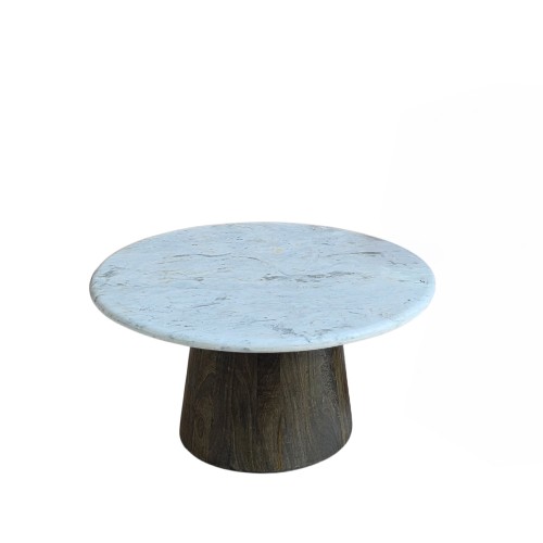 BORDS COFFEE TABLE ΛΕΥΚΟ ΜΑΡΜΑΡΟ ΚΑΡΥΔΙ ΣΚΟΥΡΟ 75x75x40cm c542304