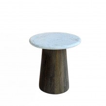 BORDS SIDE TABLE ΛΕΥΚΟ ΜΑΡΜΑΡΟ ΚΑΡΥΔΙ ΣΚΟΥΡΟ 45x45x47cm c542305