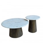 BORDS SIDE TABLE ΛΕΥΚΟ ΜΑΡΜΑΡΟ ΚΑΡΥΔΙ ΣΚΟΥΡΟ 45x45x47cm c542305
