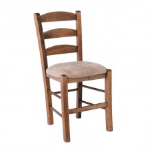 ΣΚΥΡΟΣ Καρέκλα Οξιά Βαφή Εμποτισμού Καρυδί Κάθισμα Suede Μπεζ c542340