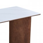 Τραπέζι Versy pakoworld sintered stone-mdf σε λευκό μαρμάρου με καρυδί βάση 160x90x75εκ c542344