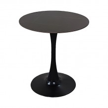 Τραπέζι Balou I pakoworld sintered stone-mdf σε μαύρο μαρμάρου Φ70x74εκ c542347