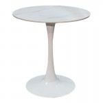 Τραπέζι Balou I pakoworld sintered stone-mdf σε λευκό μαρμάρου Φ70x74εκ c542348