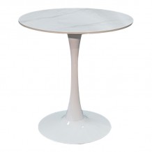 Τραπέζι Balou I pakoworld sintered stone-mdf σε λευκό μαρμάρου Φ70x74εκ c542348