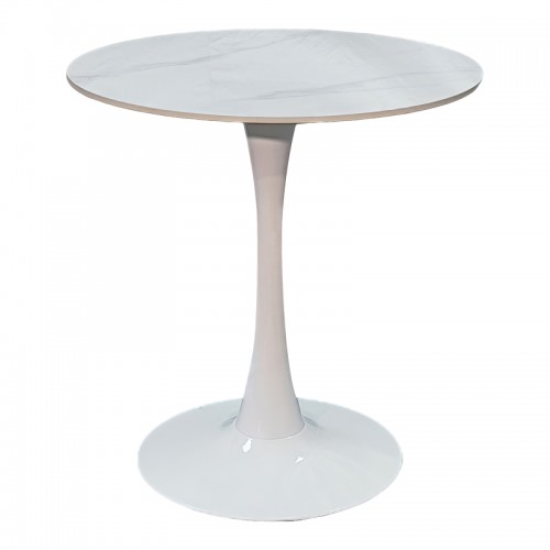 Τραπέζι Balou I pakoworld sintered stone-mdf σε λευκό μαρμάρου Φ70x74εκ c542348