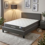 Κρεβάτι με στρώμα Nevil-Dreamer pakoworld ύφασμα ανθρακί 150x200εκ c542511