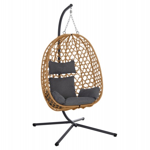 ΚΡΕΜΑΣΤΗ ΦΩΛΙΑ NESTA HM6468 05 ΜΑΥΡΟ ΜΕΤΑΛΛΟ--ΚΑΦΕ P E RATTAN 100x100x190Υεκ c542517