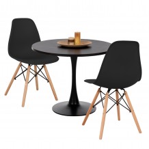 ΣΕΤ ΤΡΑΠΕΖΑΡΙΑΣ 3ΤΜΧ ROLLO HM21389 ΣΤΡΟΓΓΥΛΟ ΤΡΑΠΕΖΙ--2 ΚΑΡΕΚΛΕΣ ΣΕ ΜΑΥΡΟ c542590