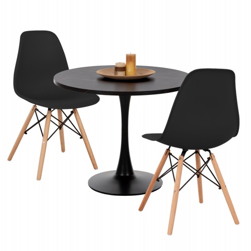 ΣΕΤ ΤΡΑΠΕΖΑΡΙΑΣ 3ΤΜΧ ROLLO HM21389 ΣΤΡΟΓΓΥΛΟ ΤΡΑΠΕΖΙ--2 ΚΑΡΕΚΛΕΣ ΣΕ ΜΑΥΡΟ c542590