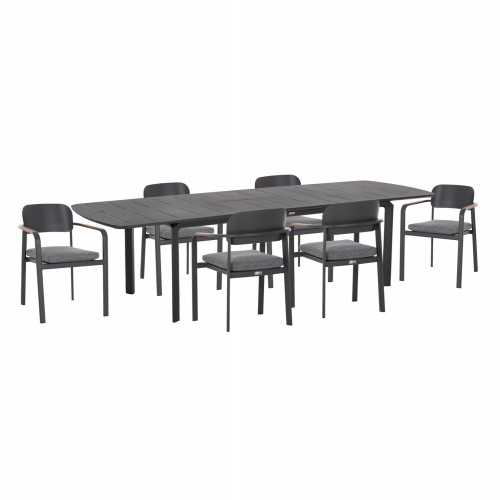 ΣΕΤ ΤΡΑΠΕΖΑΡΙΑΣ ΕΞ ΧΩΡΟΥ 6 ΘΕΣΕΩΝ ELARA HM10726 01 ΓΚΡΙ ΑΛΟΥΜΙΝΙΟ-ΕΠΕΚΤΕΙΝΟΜΕΝΟ ΤΡΑΠΕΖΙ c542633