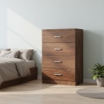 Συρταριέρα Killian pakoworld με 4 συρτάρια καρυδί 80x40x80εκ c542658