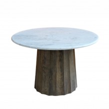 BORDS ΤΡΑΠΕΖΙ ΛΕΥΚΟ ΜΑΡΜΑΡΟ ΚΑΡΥΔΙ ΣΚΟΥΡΟ 120x120x77cm c542770