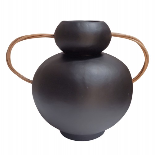 ΔΙΑΚΟΣΜΗΤΙΚΟ ΒΑΖΟ MIBO HM4688 01S ΤΕΡΑΚΟΤΑ ΜΑΥΡH--ΧΕΡΟΥΛΙΑ ΦΥΣΙΚΟ RATTAN 22 5x17x19Υεκ c542786