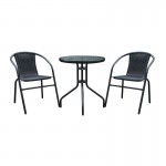 BALENO Set-Pro Κήπου-Βεράντας Τραπέζι 2 Πολυθρόνες Μέταλλο Μαύρο Wicker Μαύρο c542797