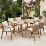 Τραπεζαρία Malibu pakoworld μασίφ ξύλο ακακίας 180x90x75εκ Σετ 7τεμ c542877