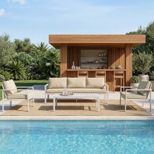 Σαλόνι Gardenly Ι pakoworld σετ 4τμχ αλουμίνιο σε λευκή απόχρωση με γκρι-μπεζ μαξιλάρια c542880