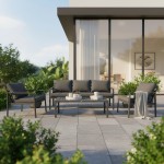 Σαλόνι Gardenly Ι pakoworld σετ 4τμχ αλουμίνιο σε ανθρακί απόχρωση με ανθρακί μαξιλάρια c542881