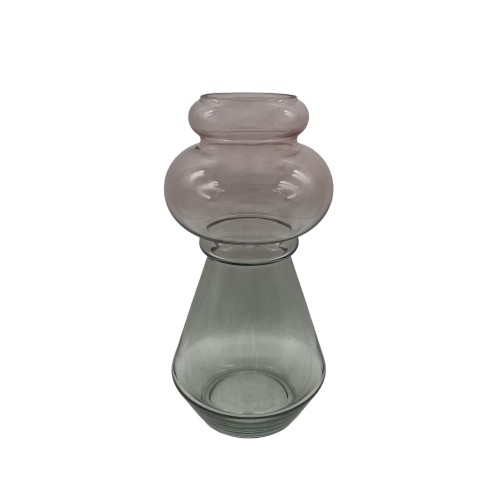 FORME ΒΑΖΟ 14x14x28cm ΓΥΑΛΙ ΡΟΖ ΠΡΑΣΙΝΟ c542907