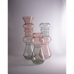 FORME ΒΑΖΟ 14x14x28cm ΓΥΑΛΙ ΡΟΖ ΠΡΑΣΙΝΟ c542907