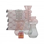 FORME ΒΑΖΟ 14x14x46cm ΓΥΑΛΙ ΡΟΖ ΠΡΑΣΙΝΟ c542908