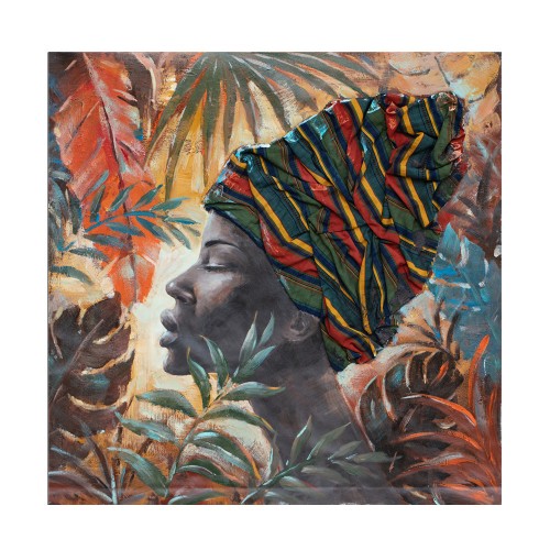JUNGLE LADY ΠΙΝΑΚΑΣ ΔΙΑΚΟΣΜΗΣΗΣ 80x80x4cm ΚΑΜΒΑΣ ΠΟΛΥΧΡΩΜΟ ΞΥΛΟ c542944
