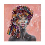 AFRICAN GIRL ΠΙΝΑΚΑΣ ΔΙΑΚΟΣΜΗΣΗΣ 80x80x4cm ΚΑΜΒΑΣ ΠΟΛΥΧΡΩΜΟ ΞΥΛΟ c542945