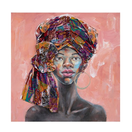 AFRICAN GIRL ΠΙΝΑΚΑΣ ΔΙΑΚΟΣΜΗΣΗΣ 80x80x4cm ΚΑΜΒΑΣ ΠΟΛΥΧΡΩΜΟ ΞΥΛΟ c542945